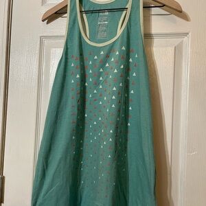 The North Face Teal Racerback Tank with Coral and Cream Triangle Print